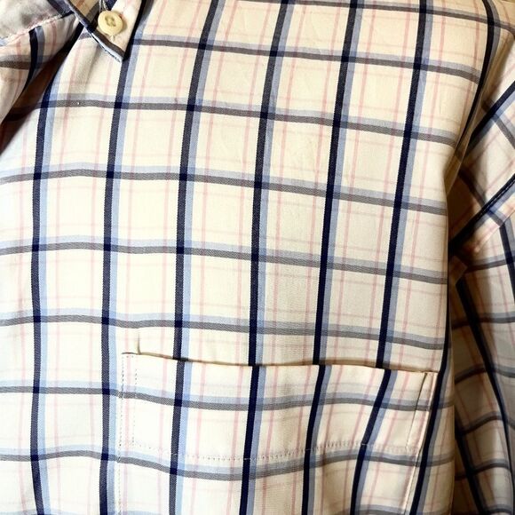 EEUC Men's Peter Millar Crown Soft White Blue Pink Check Button Down Shirt XL - Picture 3 of 4